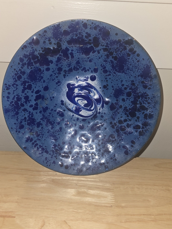 Other - Blue Decorative Glass Wall Art Plate - Unbranded
